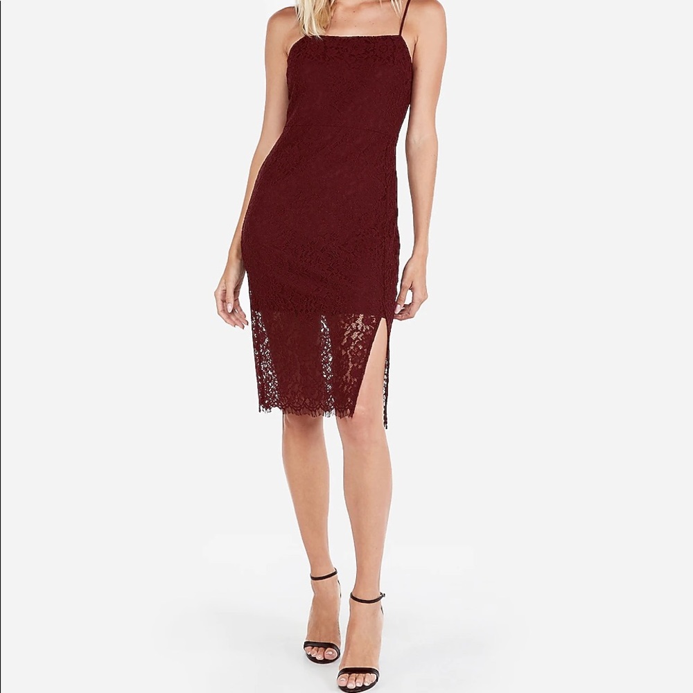 Front Slit Lace Sheath Dress